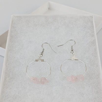 Rose Quartz Circle Hoop Earrings