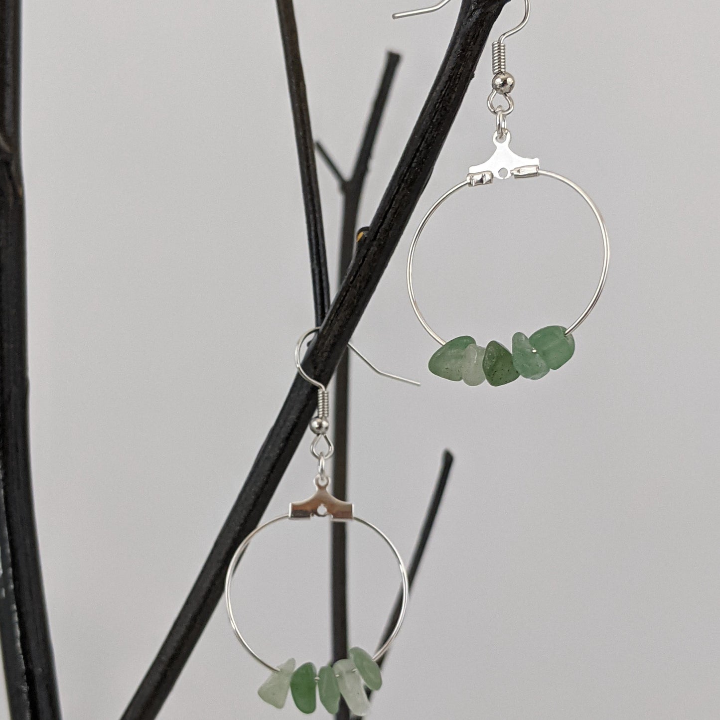 Aventurine Circle Hoop Earrings