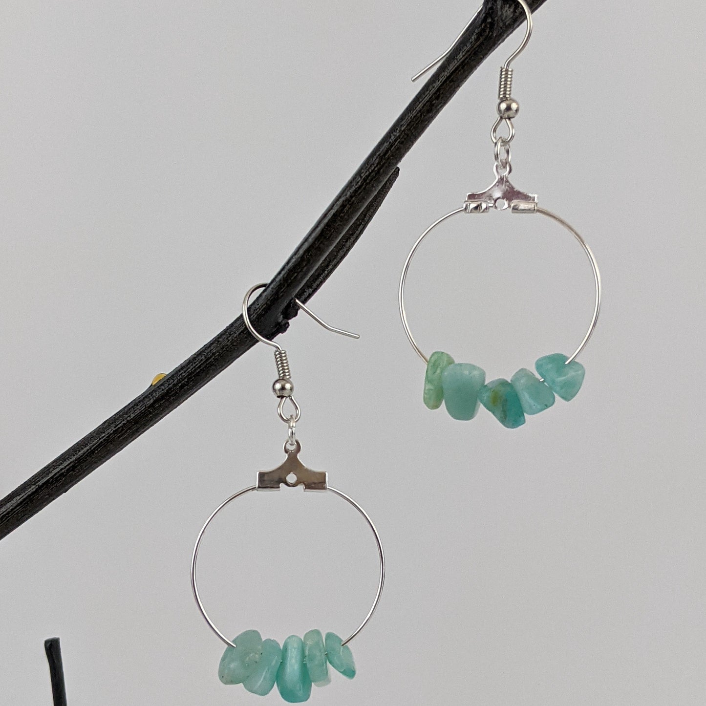 Amazonite Circle Hoop Earrings