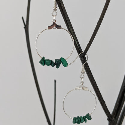 Malachite Circle Hoop Earrings