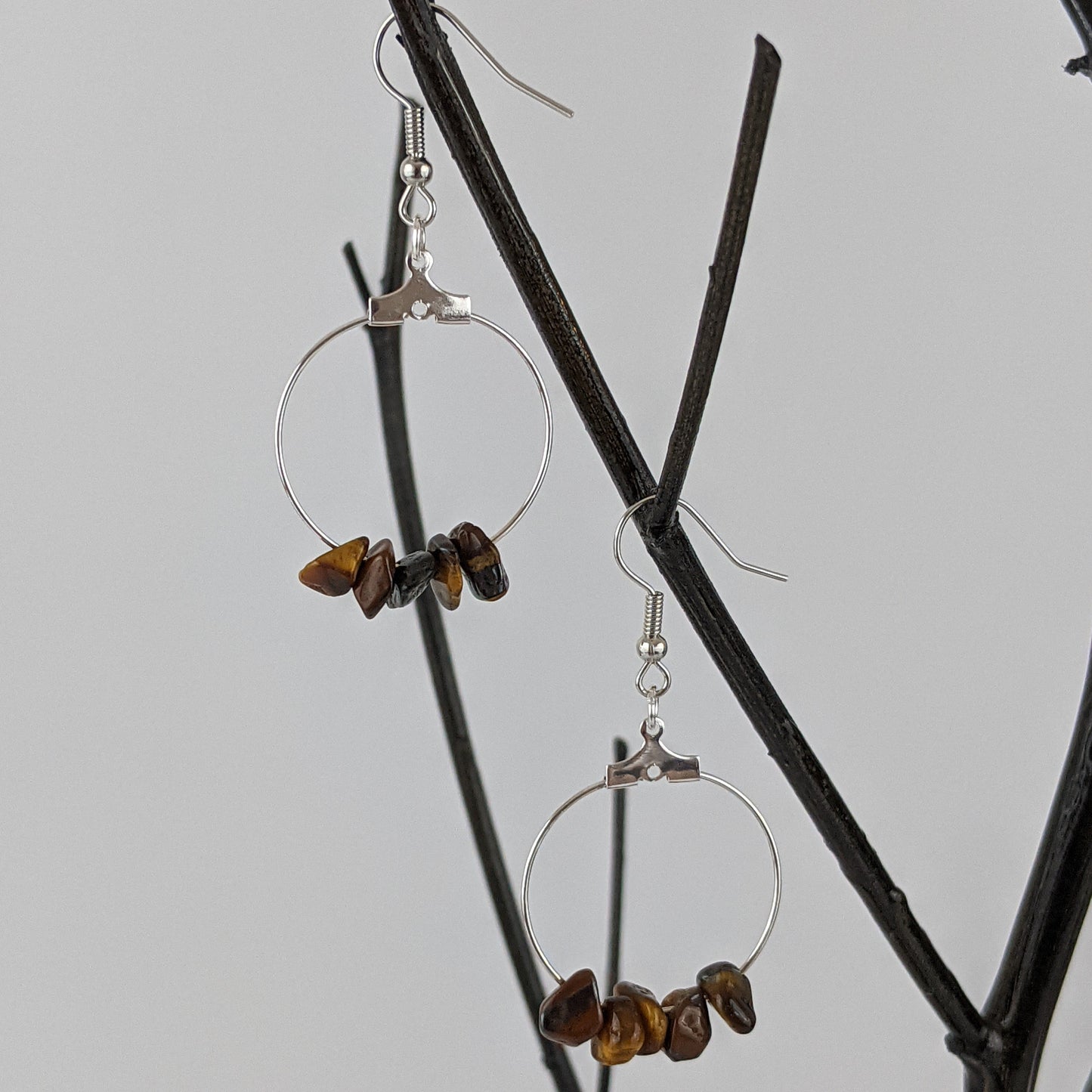 Tiger Eye Circle Hoop Earrings