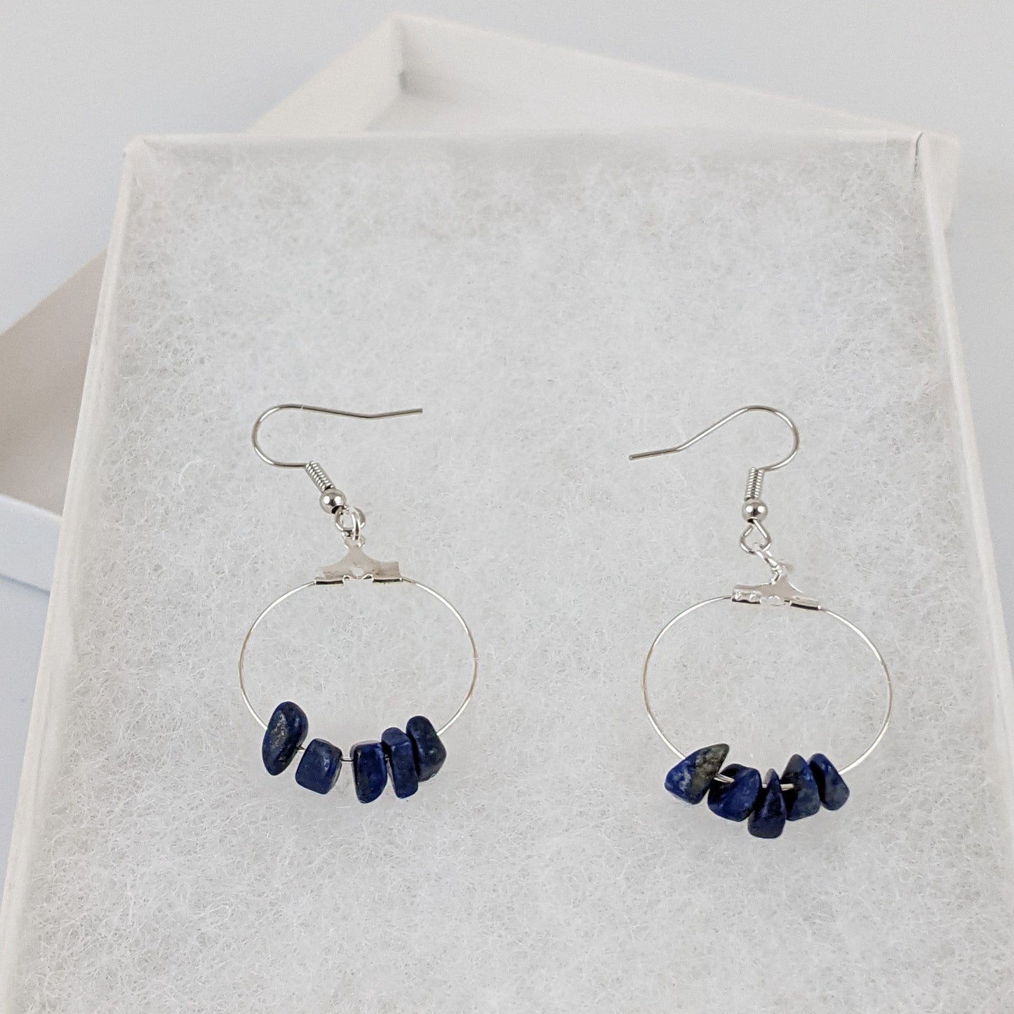 Lapis Lazuli Circle Hoop Earrings