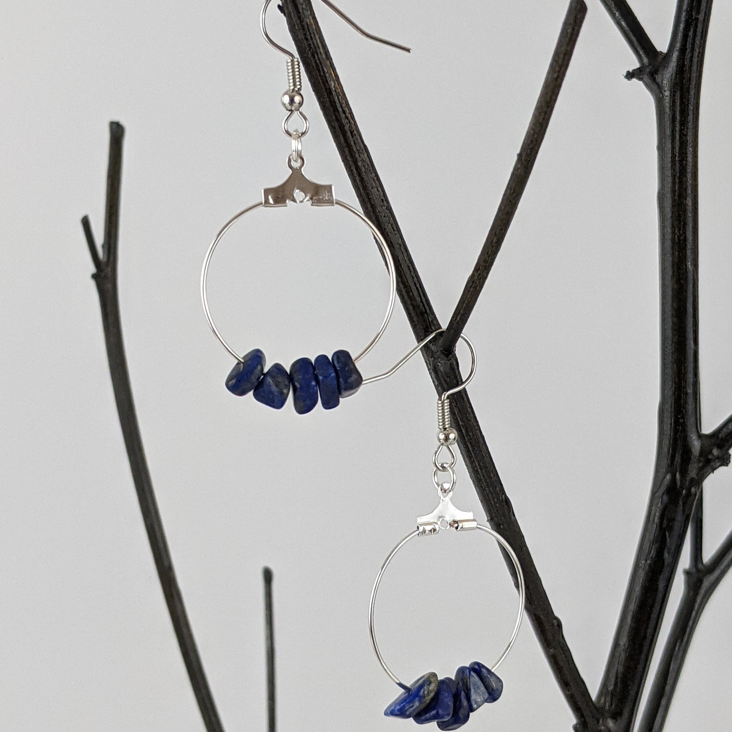 Lapis Lazuli Circle Hoop Earrings