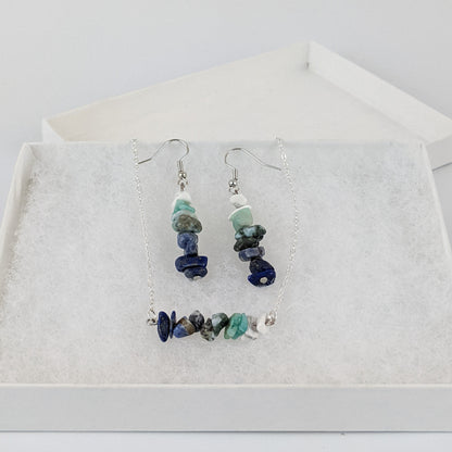 Aquarius Bar Necklace and Dangle Earrings Set